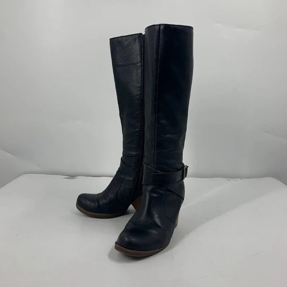 Korks Ease Natali CCEG14 Biker Belted Tall Leather Knee High Boots‎ Size 6.5 - Picture 1 of 16